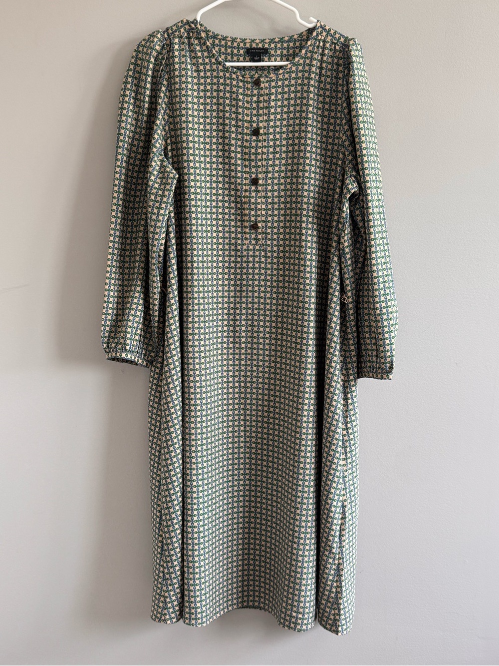 Ann Taylor Geometric Print Midi Dress Large Long Sleeve Boho